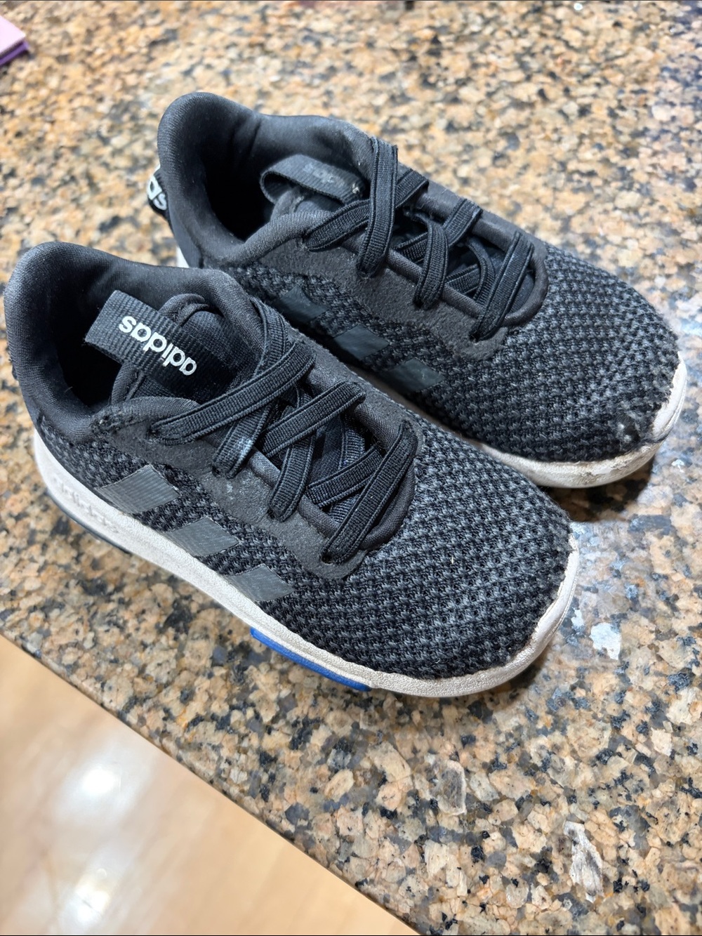 adidas Kids Black Knit Sneakers with White Midsole
